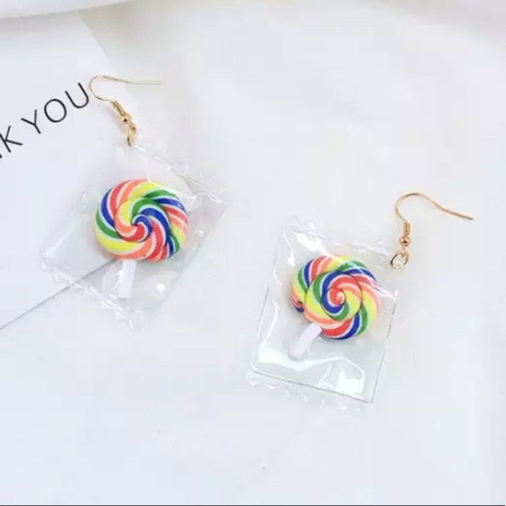 NWOT Festive lollipop drop earrings